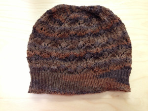 brown sock yarn hat